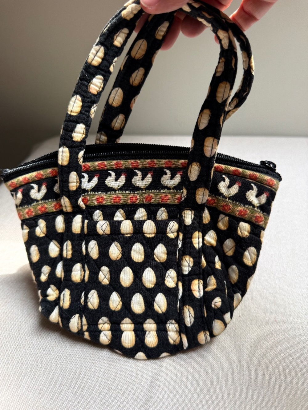 Vintage Vera Bradley Bitty Betsy Bag Chanticleer Retired Pattern Chicken Egg